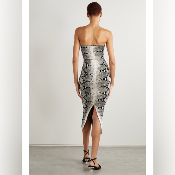 KHAITE Rumer Strapless Snake-Print Midi Dress small euc - Picture 3 of 14